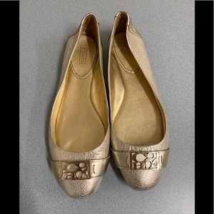 Coach Gold Plaza Flats Size 8